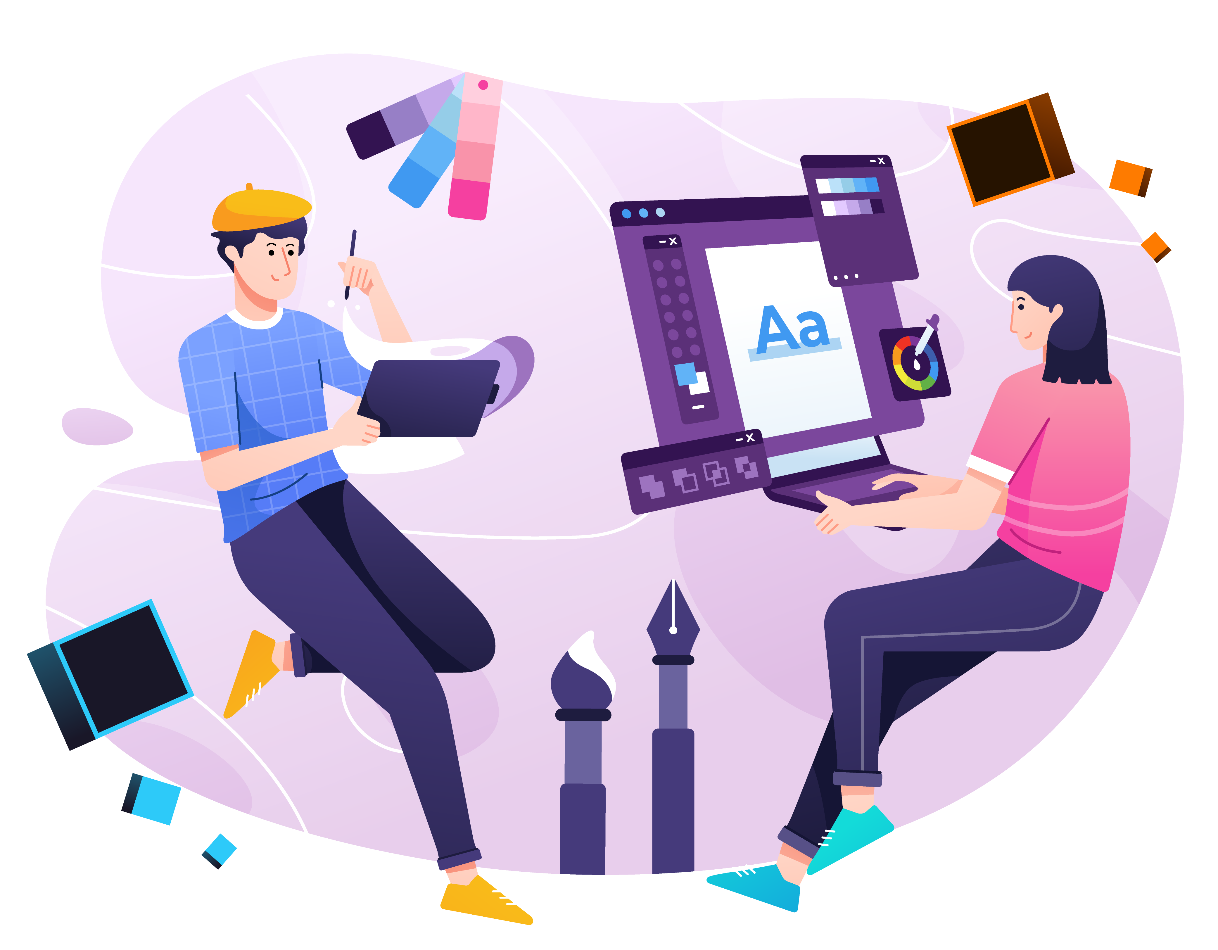 Artists working on digital designs